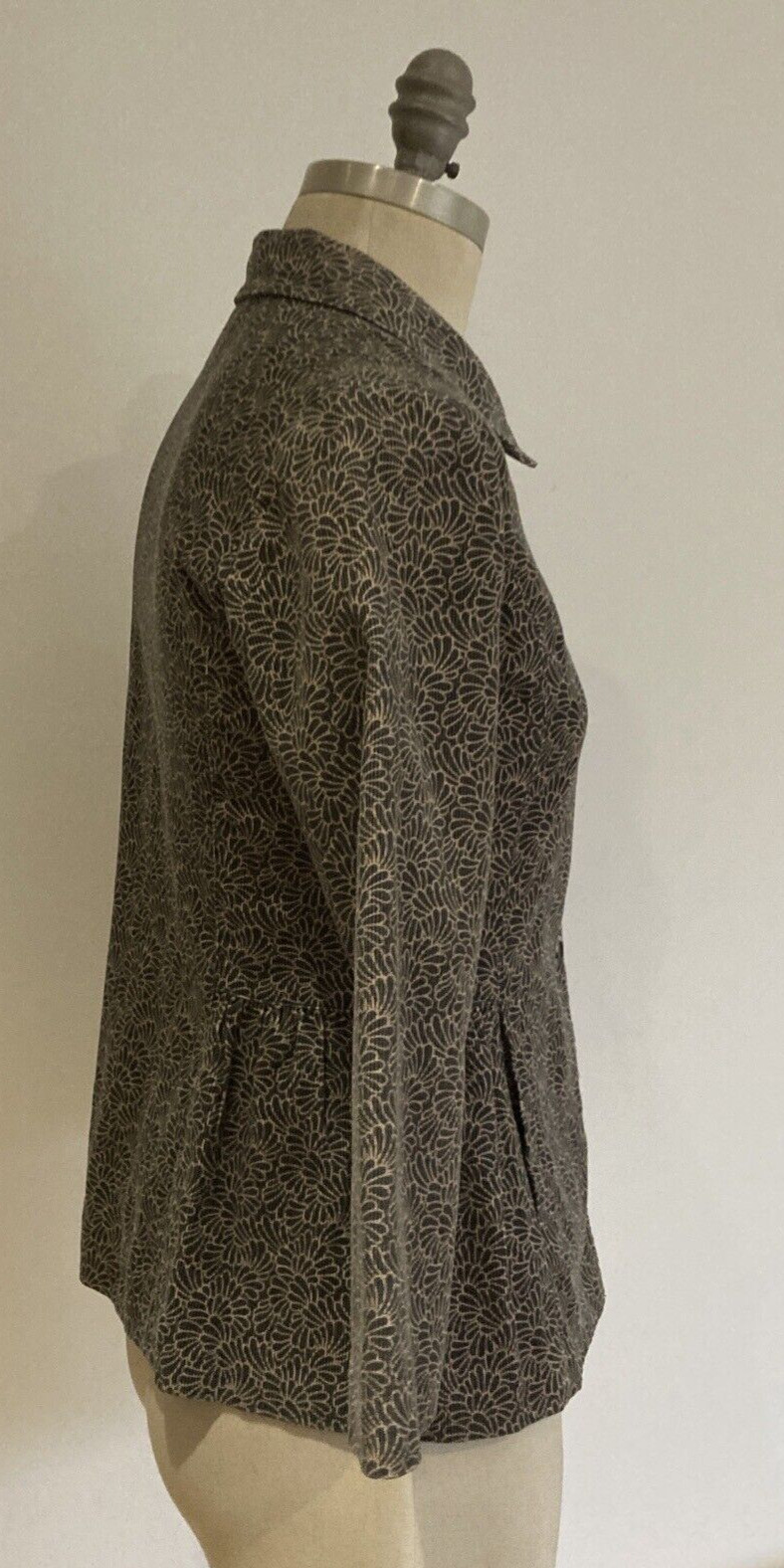 Laura Ashley Vintage Grey/Taupe Printed Cotton Needlecord Jacket, Size 8 UK 8