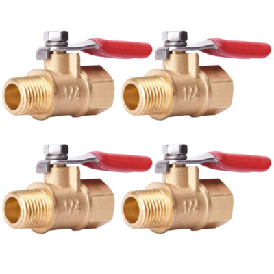 4 Pack 1/4'' Male Female NPT Brass Ball Valve Water Air Tank Drain Shut Off