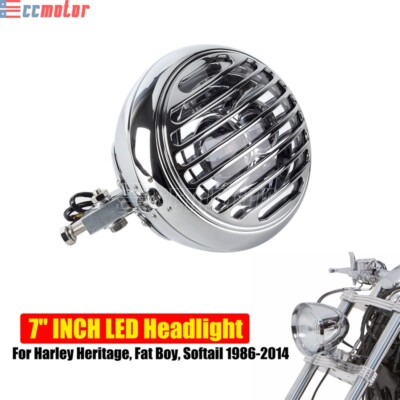 7'' LED Headlight Projection Kit For Harley Heritage Softail Classic FLSTC 86-14