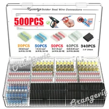 500Pcs Waterproof Seal Wire Conectors Solder Heat Shrink Butt Terninals Sleeve