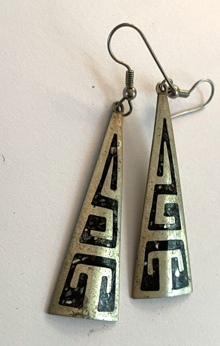 Sterling Silver & Abalone Shell Dangling Earrings… - image 7