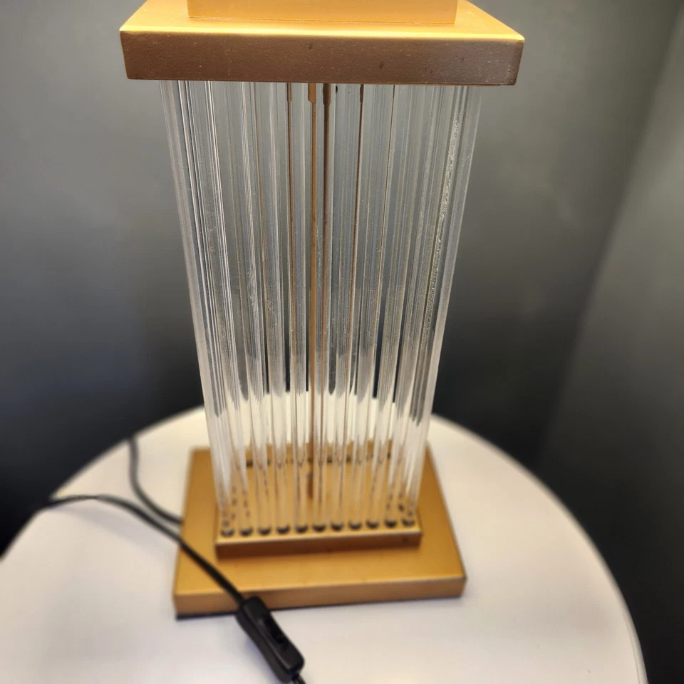 Lámpara de mesa Vienna Full Spectrum Darcia doble pantalla con varillas de vidrio transparente (juego) Foto 2 de 4