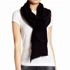 Nordstrom Modena Oversized Pleated Blanket Scarf Black 84" by 31" New W Tags NEW