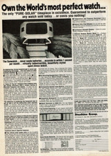 1979 Vintage Print Ad Pure-Solar Sunwatch Own the World's most perfect watch