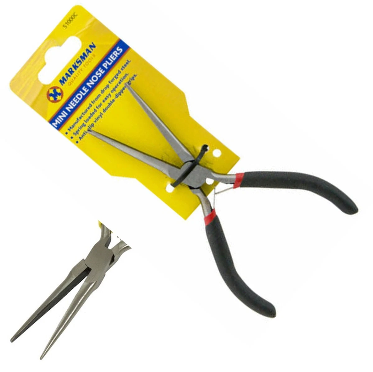 Needle nose pliers with spring outlet
