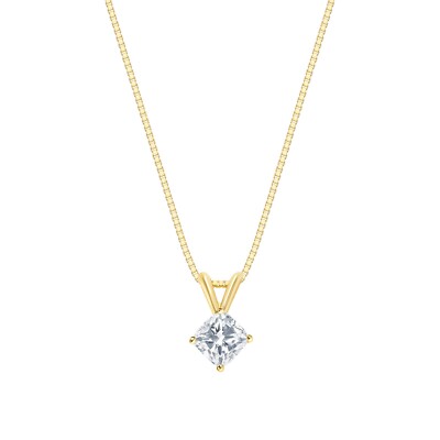 1/2 kt gedrechseltes Kissen Lab gezüchtetes Diamant Collier massiv 14 K Gelbgold E/VS 16''