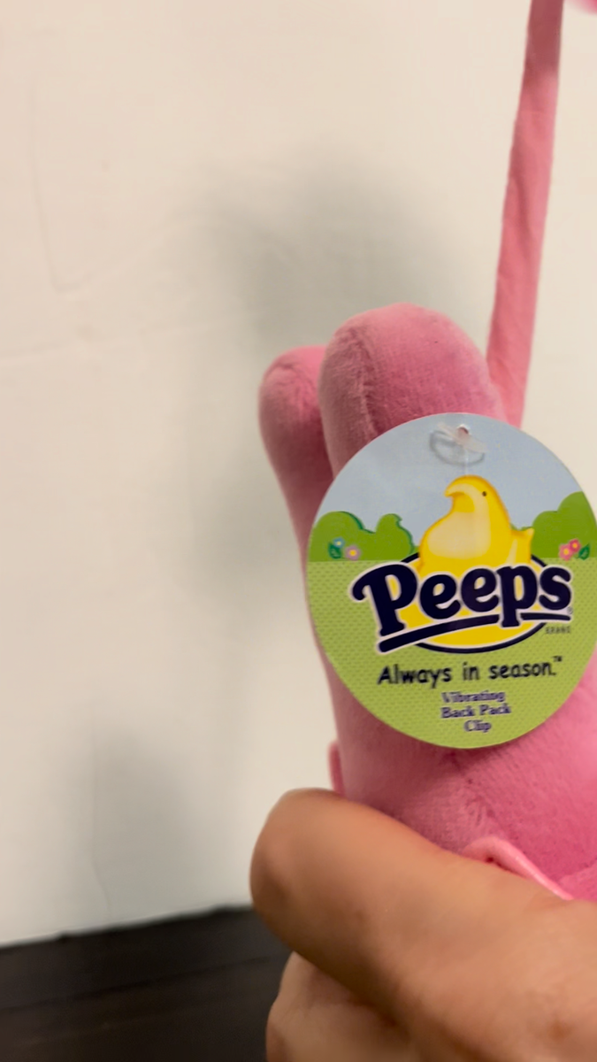 peeps pink plush with key clip and VIBRATEs too easter gift 6
