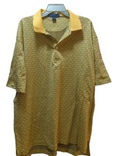 Alan Flusser Golf vintage polo shirt yellow black print L large made in USA