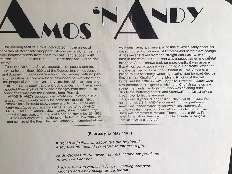 AMOS 'N ANDY 1945 12-SHOW 3 ПЛАСТИНКИ: MURRAY HILL РАДИО ТЕАТР БОКС-СЕТ 1979  - Изображение 4 из 4