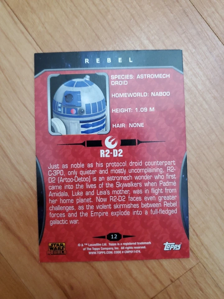 Star Wars Disney Rebels Trading Card #12 Topps 2015 R2-D2 - Image 2 of 2