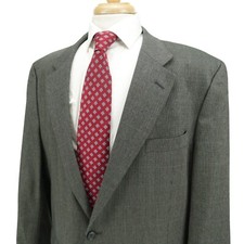 Jos A Bank Silk Wool Greenish Gray Overcheck Blazer Sport Coat Jacket Mens 46L
