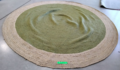 GREEN / NATURAL 10' X 10' Broken Thread Rug, Reduced Price 1172740148 NF801G-10R