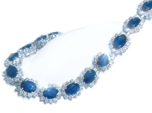 20.90ct Sapphire & Diamond Bracelet in 14K White Gold - Picture 8 of 8