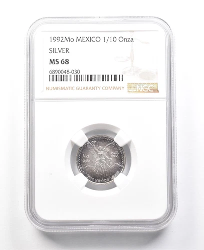 1992 Mo Mexico 1/10 Onza Silver Libertad MS68 NGC Beautiful Tone *3296