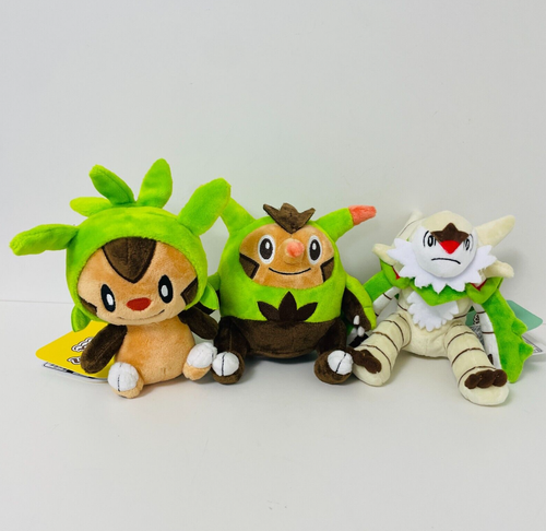 Pokemon Sitting Cuties Plush Chespin Quilladin Chesnaught Stuffed Toy Set of 3 - 第 1/20 張圖片