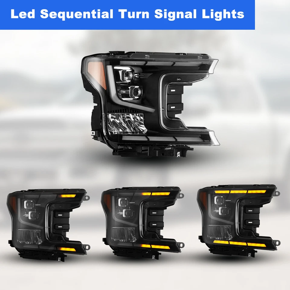 For 2018 2019 2020 Ford F-150 Sequential LED Headlights Projector Headlamps Pair - Изображение 2 из 4