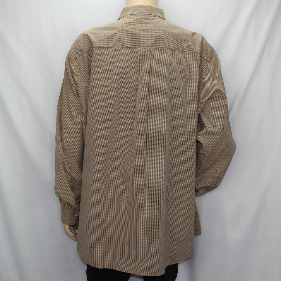 Camisa de vestir St John's Bay marrón blanca a cuadros para hombre 2XL grande alta manga larga  Foto 4 de 4