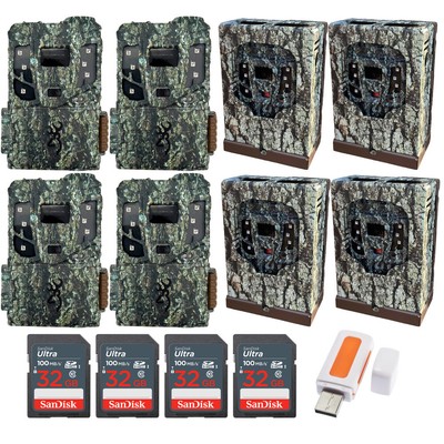 Browning 4PK Pro Scout Max HD Trail Camera Security Box w 32GB M Card and Reader