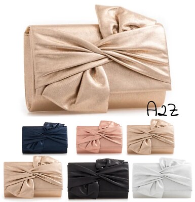 Clutch Damen Glitzer glänzende Schleife Abendtasche Kette Geldbörse Hochzeit Braut Handtasche