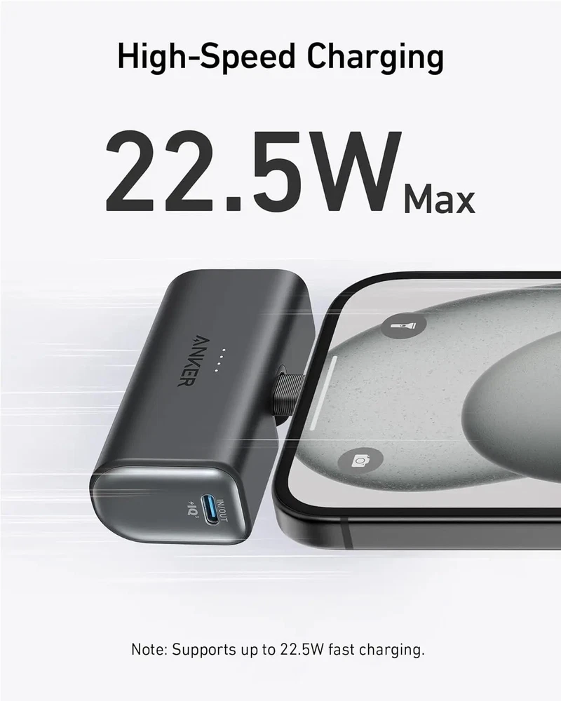 5000mAh Power Bank with Built-in Foldable USB-C Connector 22.5W Fast Portable Charger 5000mAh Power Bank with Built-in Foldable USB-C Connector 22.5W Fast Portable Charger