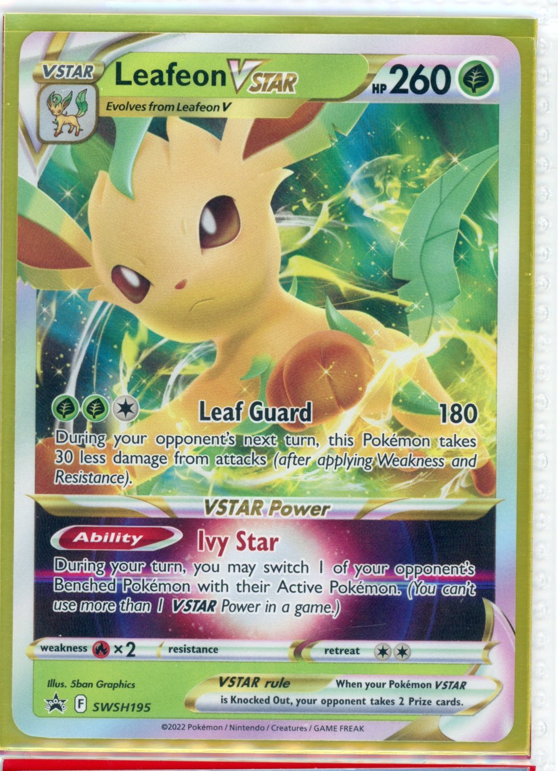 #SWSH195 Leafeon Vstar NM Full Art Promo Rare Pokemon Card
