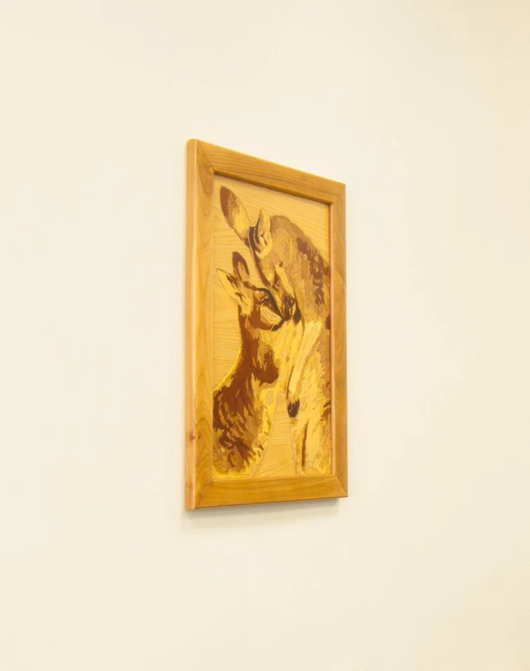 Canguro fauna madera mosaico imagen naturaleza salvaje eco regalo incrustación panel enmarcado Foto 4 de 4