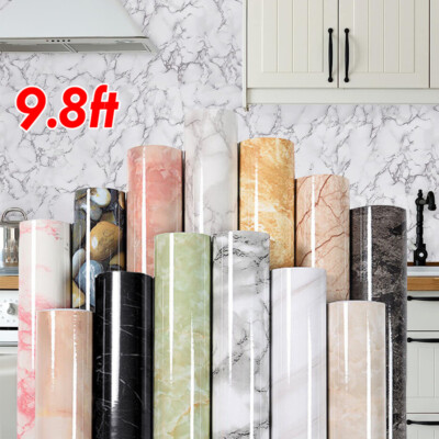 9.8FT Rollo De Papel Mármol Tapiz Decorativo Autoadhesivo Para Cocina Habitacion