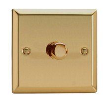 Dimmer Light Switch 1 Gang 2 Way Victorian Brass Rotary Halogen - Varilight HV3