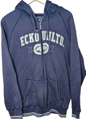 Vintage Y2K Ecko Unltd Full Zip Up Hoodie Blue Size Small - Afbeelding 1 van 7