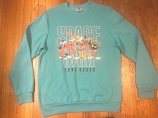 Space Jam Men's Aqua Blue Tune Squad Sweatshirt Looney Bugs Bunny Daffy Shirt