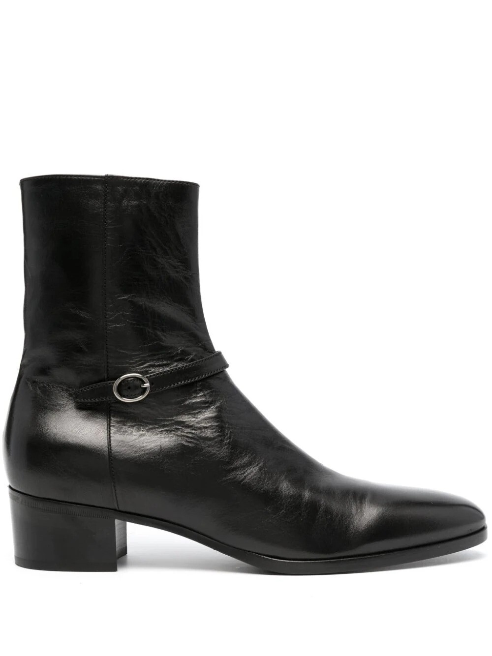 Botines de cuero liso negros hechos a mano para hombre, botines negros con cremallera lateral para hombre