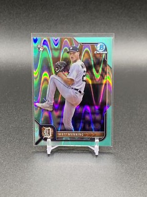 2022 Bowman Chrome Matt Manning 23 RC Aqua Wave Refractor /199 | Detroit Tigers