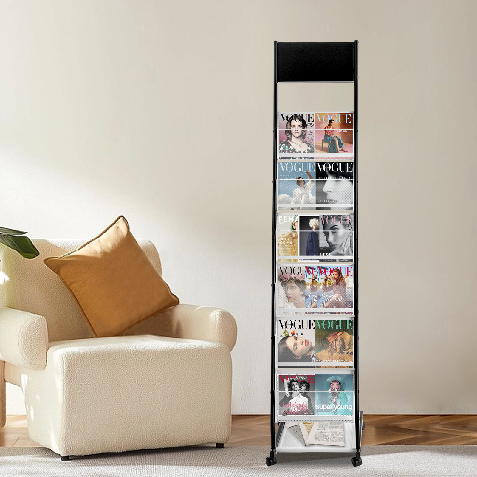 Literature Stand Brochure Floor Rack Magazine Catalog Display Holder 6 Shelves