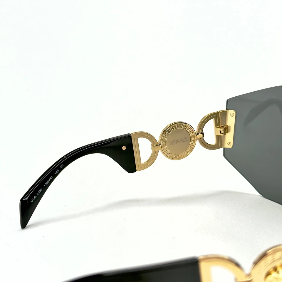 VERSACE 2258 MEDUSA BIGGIE Máscara Negro Dorado VE2258 Envoltura Unisex Moda Gafas de sol Foto 2 de 4