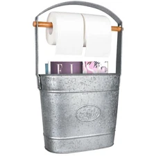 Autumn Alley Rustic Farmhouse Galvanized Pail Free Standing Toilet Paper Holder