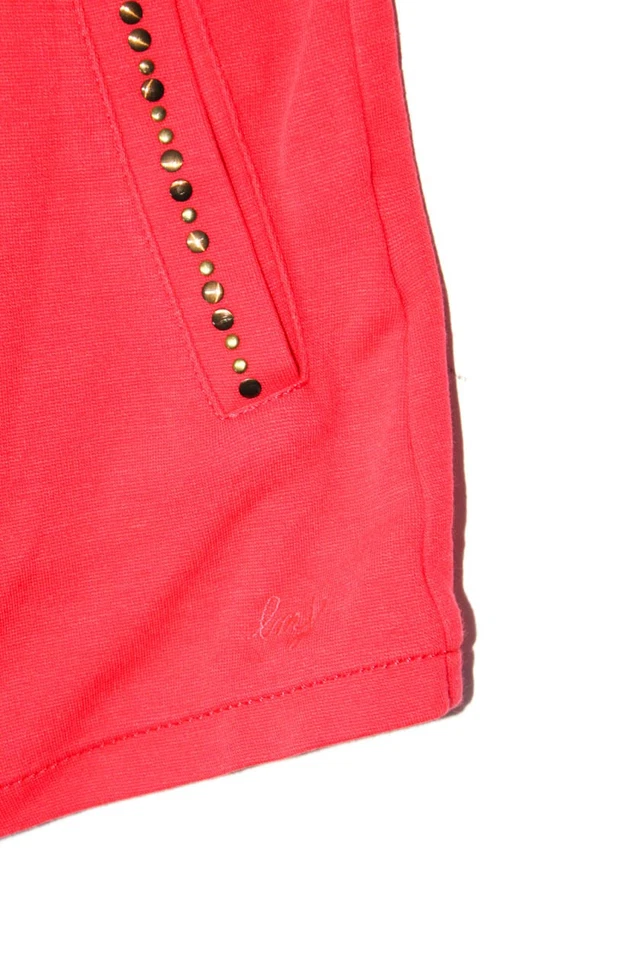 Chaqueta de motociclista Little Marc Jacobs para niñas de algodón con tachuelas cremallera completa roja talla 8 Foto 2 de 4