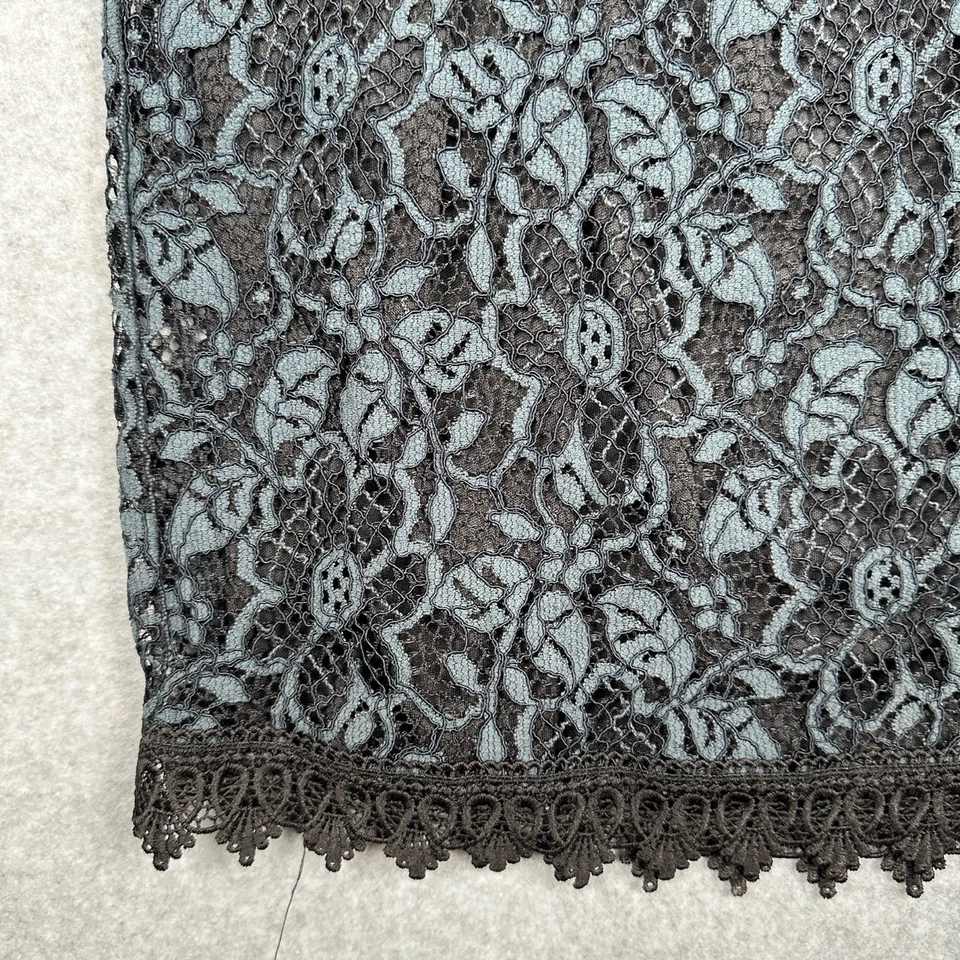 Zara Dress Womens S Black/Green Floral Lace Midi High Neck Ruffle Sleeve - Image 2 of 4