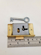 Brass-Steel Cupboard-Cabinet drawer lock  63mm x 35mm 1 Key 2 Lever (5030)
