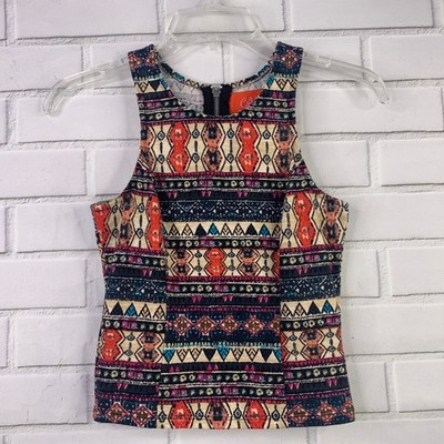 Chelsea & Violet halter top back zip Aztec boho size XS extra small