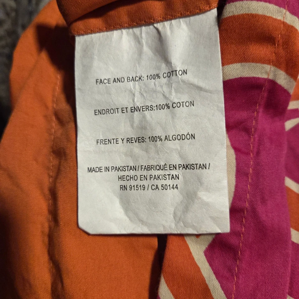 Edredón Echo Catalina Doble 100% Algodón Rosa Naranja Botones Reversibles 70" x 86" Foto 4 de 4