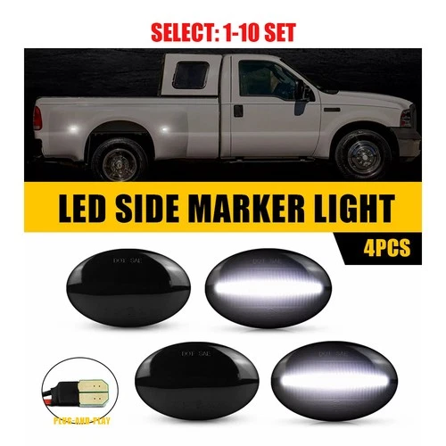 White LED Dually Bed Fender Side Marker Lights Fit 99-10 Ford F350 F450 F550 40x