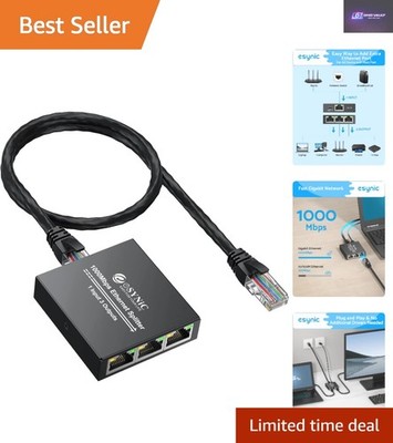 High Speed 1 bis 3 Ethernet Splitter USB C Netzwerk Switch - 1000Mbps Metall Design