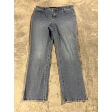 Chico's Fabulously Slimming Straight Leg Jeans 1.5 Short Blue Stretch Denim