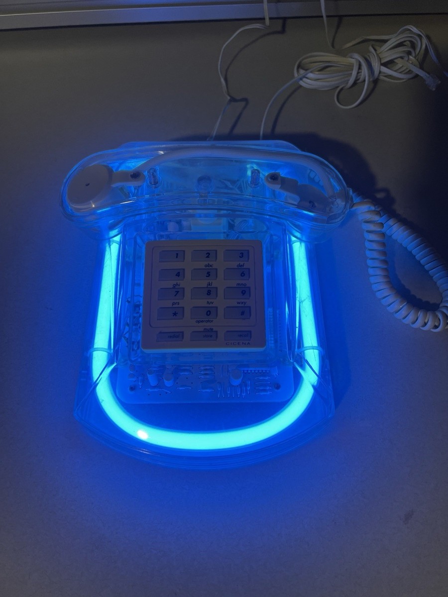 Vintage Roxanne Blue Neon Light Up Telephone By Cicena Model 101