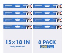 Chart Paper 15 x18 ,Large Sticky Easel Pad With 8 Packs. 240 Sheets. Upgraded.