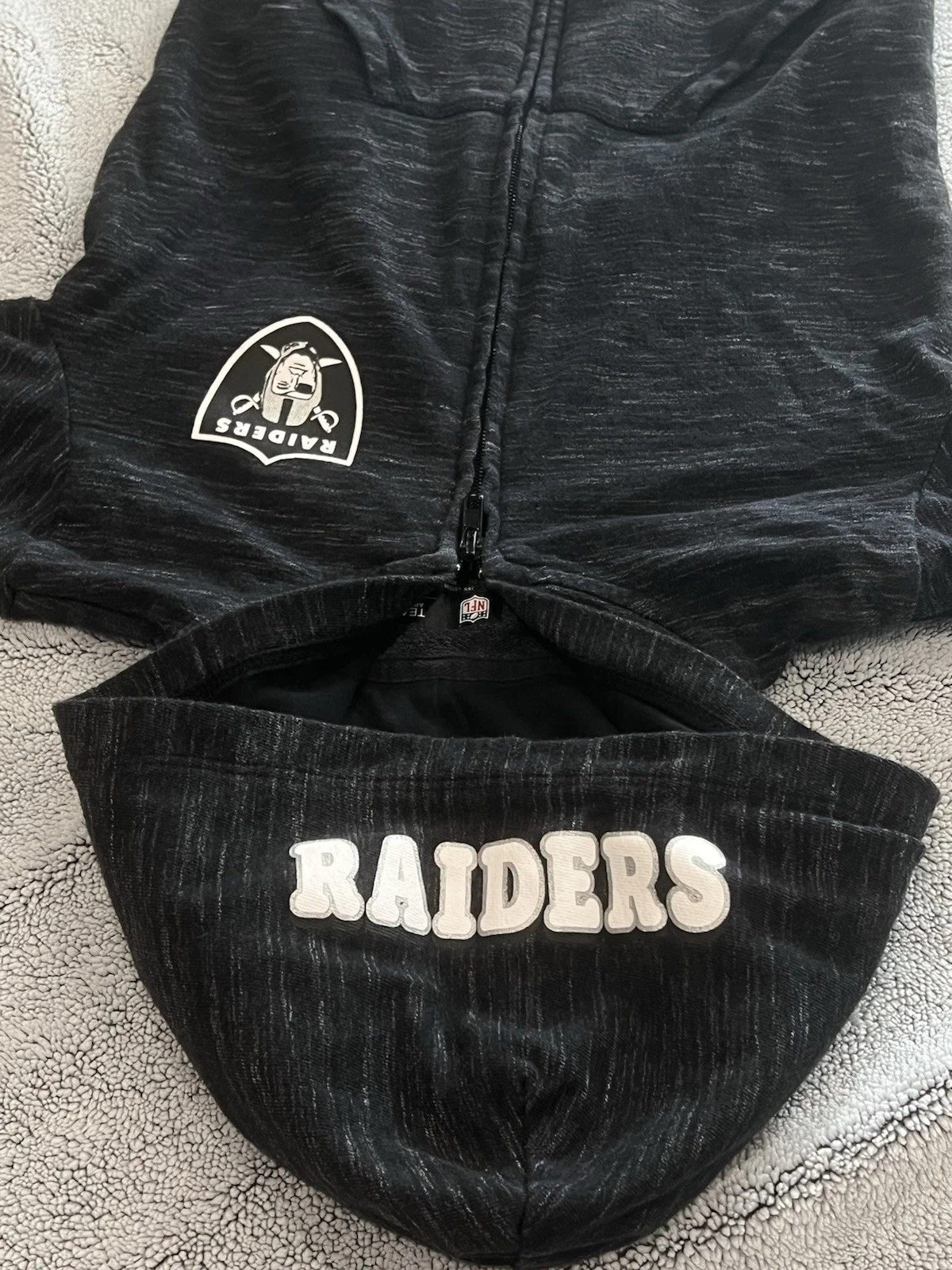 VETEMENTS RAIDERS NFL Team Apparel Girls Zip Up Hoodie Gray Size 7 8