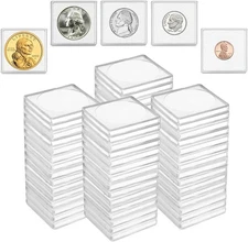 ZYNERY 60 Pack Coin Holders for Collectors, Collection Supplies, White 