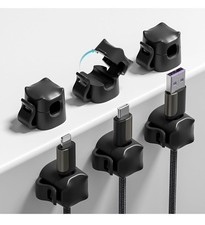 6 Pack Cord Organizer Cable Holder Clips Adhesive Wire Management Black