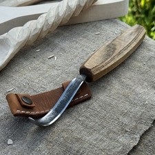 Spoon Carving Hook Knife Hand Forged Wood Carving Crook Knife 52100 Steel Sheath