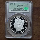 2023 S $1 Morgan PR70 DCAM First Day of Delivery Proof Silver Dollar CAC Graded
